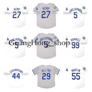 Tops Vintage La Dodgers Baseball Jerseys Ramirez, Strawberry, Kemp, Ethier, Beltre, Martin