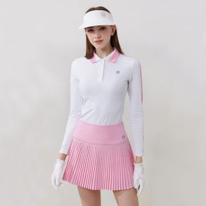 Golfista de golfe Mulheres outono Autumn Suits Camisa de pólo de manga longa curta saia plissada Golf Tennis Sports Sports Sports 240523