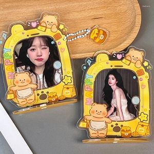 Frames 3-inch Cartoon Bear Acrylic Pocard Holder Idol Poster Display Stand Cute Po Frame Kpop Card Gift For Girls