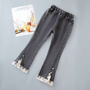 Versione coreana di New Girl Jeans Spring e Autumn Casual Denim Pantaloni di moda Bambini sciolti a gamba a gamba 3-12 F4531