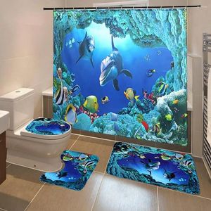 Zasłony prysznicowe podwodne światowe zasłony łazienki cokołowe dywanik