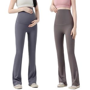 Maternity High Waist Flare Pants Spring Summer Clothes For Pregnant Women Solid Shark Skin Out Wear Pregnancy Leggings 240530
