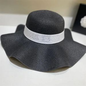 Cappelli cappelli con secchio con paglia arruffata da donna |Elegante cappello da sole estivo |Moda spiaggia |Cappelli a bordo larghi |Essenziale estivo