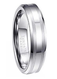 8 ملم عريض 23 مم سميكة Lassa Stripe White K Tungsten Steel Ring American Code 614 مع نصف ياردة 8420846