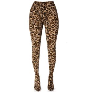 Rompers, macacões de leopardo sexy para mulheres sobre o estilo de botas de joelho, salto alto, calças esticadas