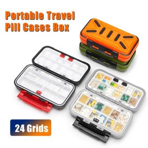 Aufbewahrungsboxen Bins tragbare Reisepille Box 7 Tage pro Woche Organisator 24 Grid Pill Container Storage Tabletten Vitamine Medikamente Fischöl S245304