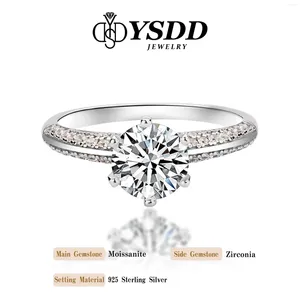 クラスターリング＃305 YSDD本物の1 CT Dカラーモイサナイト象眼細工女性の結婚指輪S925スターリングシルバーフラワーシェイプ