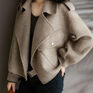 Blends Women Blend Twill Woolen Jacket Short Coat 230729