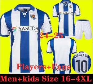 Real Sociedad 2024 2025 Jersey de futebol Oyarzabal x Prieto Portu David Silva Camisa de futebol Take 24 25carlos Fernandez Camiseta de Futbol Men Kit Kits Equipamento