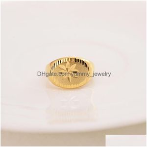 Pierścienie klastra 18 K Solid Gold Ring Fine G/F Thai Baht NESULABLAble Assiable Płaszczyzna postać Starlight Women Women Jewelry Drop Dhfzv