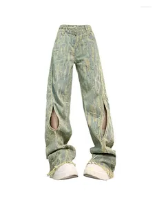 Женские джинсы в американском стиле винтажная уличная одежда разорванная женщинам повседневная высокая талия в штанах летние брюки для кисточки
