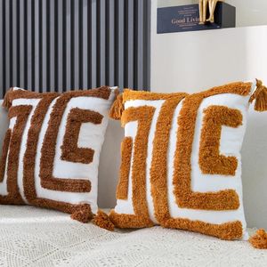 Pillow Home Decoration Cover Tufted Boho Style Burnt Orange 45x45cm/30x50cm For Sofa Bed Living Room
