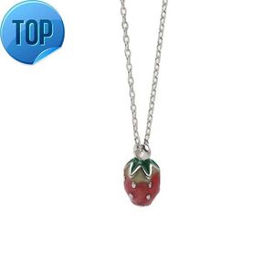 OuHua Jewelry Silver Plated Strawberry Necklace Fresh Fruit Collar Chain Sweetheart Neckchain OH-172