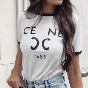 Fashion Triumphal Letter Printed Short Sleeved T-shirt For Women Designer Ce Top Tees Brand Summer Ladies Color Blocking Round Neck Tshirt Tee