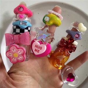 Couple Rings New Korean Y2K Acrylic Cute Star Bow Heart Ring Jewelry Set Girl Gothic EMO 2000s Harajuku Vintage Jewelry Accessories S245309