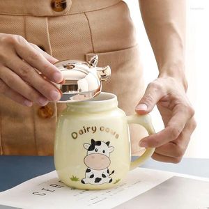 Mugs Cartoon Cute Budding Cow Ceramic Cup Color Glaze Mirror Mug Student Water Coffee Cups