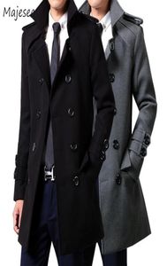 Wool Men Winter Long Coat Plus Size 3XL Gray Double Breasted Big Pockets Allmatch Simple Classic Mens Overcoat High Quality 8730821