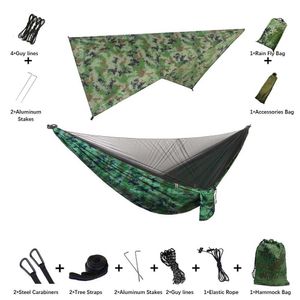 Hammocks Camping Shelter Canopy Canopy podwójnie łóżko wieszak wyposażony w moskitiery Xlrain Cover Transparent H240530 Embx