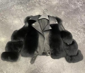 Märke 2020 Luxury Real Fur Coat Winter Jacka Women Natural Pur äkta läder lokomotiv yttre streetkläder tjock varm4225987