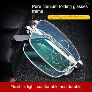 Sonnenbrillen Frames Business Pure Titanium Gläses Rahmen Herren Falten tragbare Presbyopien Custom Rezept Anti-Blau Anti-Fatigue