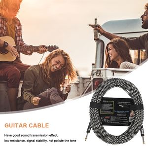 10M Guitar Audio Cable Colored Braided Guitar Audio Wire Cord Nickel-Plated Plug Instrument Cable Musical Instrument Accessories