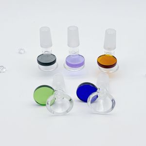 Colorful Handle Slide Piece Thick Glass Smoking Bowl 14mm Male Joint Tobacco Bowl Accessories For Bongs Water Pipes Joint Accessories
