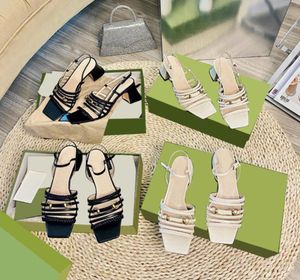 여름 럭셔리 여성 오픈 발가락 진주 샌들 디자이너 화이트 블랙 하이힐 샌들 파티 신발 8028535