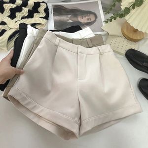 Elegant Suit Shorts Women Solid High Waist Wide Leg Office Lady Korean Fashion Black White Simple All Match Short Pants 240518