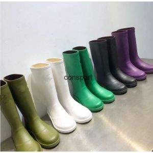 Boots Women's Designer Rain Boots, Black Rev Rubber PVC Boot with Burst Watch Upper Green and White, Comfort Soft Slim Water Shoes