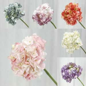 Decorative Flowers 1Pc Hydrangea Heads With Stem DIY Wedding Centerpiece Real Touch Lifelike Silk Artificial Flower Faux