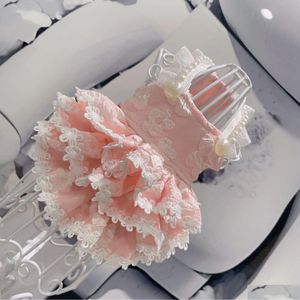 Dog Apparel Autumn Pet Puppy Clothes Cotton Pink Pearl Flower Cake Dresses For Small Medium Fashion Simple Dogs Clothing Coat 240307 D Dhalr