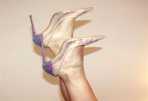 Doris Fanny Purple Glitter Свадебная обувь невеста невесты Сексуальные стилевые туфли на высоких каблуках для женщин 2103108775710
