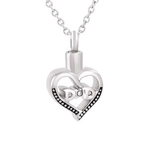 IJD9850 2pcs lot Hollow Heart Cremation Urn Necklace Human Ashes Memorial Ash Keepsake Pendant Necklace Funeral Jewelry with Crystal fo 207o
