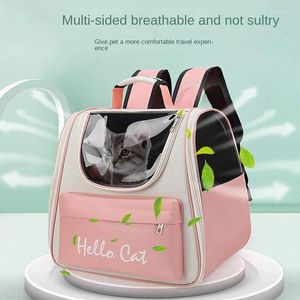 Cat Carriers Classic Double Back Transparent Pet Bag Bortable Portable Fashion Dog Stor kapacitet Ryggsäck