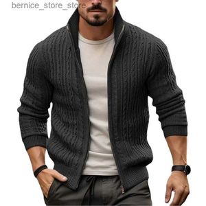 Men's Sweaters Mens Thickened Casual Knitted Sweater With Stand Up Collar Thick Sweater Cardigan Mens Jacket Mens Jacket Q240530