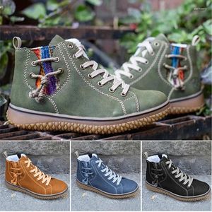 Casual Shoes Ly Women's Ankle Boot With Plush Liner Vintage Style Sneakers Warm Lining PU High Top For Winter