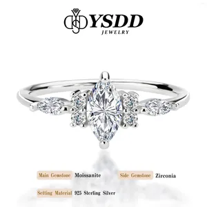 クラスターリング＃184 YSDD DカラーVVS1馬の目モイサナイトダイヤモンド925スターリングシルバーレディースリングバレンタインデーギフトのための美しい宝石