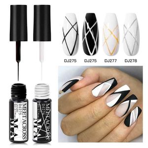 Nail Polish MEET ACROSS 5ml nail lining gel polishing 28 color black and white French cable UV nail art design craft paint d240530