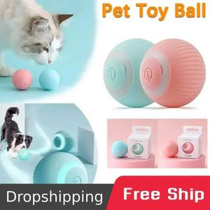 Cat Toys Dropshipping intelligent electric cat ball toy automatic rolling interactive cat toy for cat training self moving kitten toy d240530