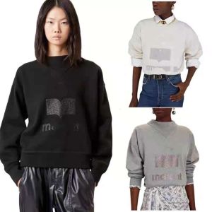 Bluza Isabel Marant Designer Cotton Bluie For Women Long Rękaw, Slim Fit, Letter Print Casual Bluza