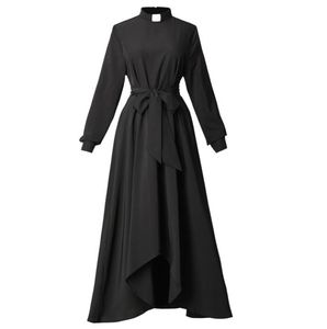 Kościół katolicki Kobiet Kobiet Duchowe Suknie Losujące eleganckie sukienki kapłanowe Maxi z kołnierzem i pasy 7685581