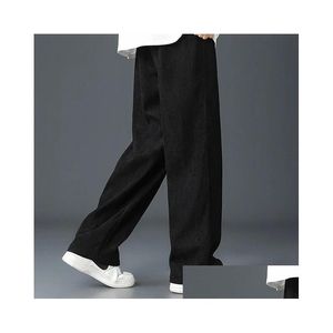 Мужские брюки весенняя осень -вельветовые спортивные штаны для мужчин мягкая свободная прямая трубка упругая талия широко спортивные ноги.