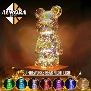 Nocne światła LED 3D Bear Wall Light USB Projektora światła kolorowe Środowisko Światło odpowiednie do dzieci dekoracja sypialni S245302