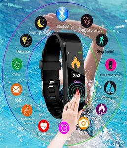 115plus akıllı bileklik akıllı saat fitness izleyici gerçek kalp atış hızı monitör bant izleyici akıllı bilezik su geçirmez akıllı saat 0185430073