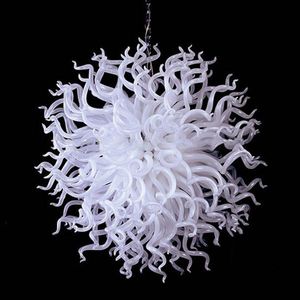 White Color Pendant Lights Round Shape Lamps Hand Blown Glass Chandelier Diameter 80 100 cm LED Crystal Chandeliers for New House Art Decoration GG920