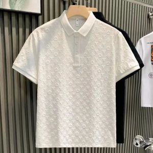 Mode Luxus Jacquard Casual Shirt Sommer Neue komfortable atmungsaktive Jugend Slim Lappel Kurzarm T-Shirt Männer