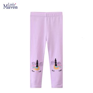Little Maven 2023 가을 패션 새로운 디자인 아기 소녀 유니콘 레깅스면 편안한 바지 어린이 바지 옷 l2405