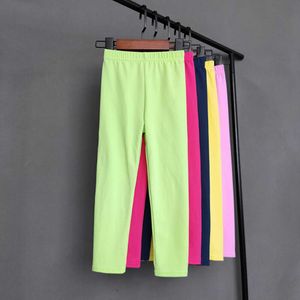 Bambini pantaloni a colori solidi per ragazze allunga i leggings magri primavera estate morbide pantaloni per bambini pantalone e ragazzi l2405