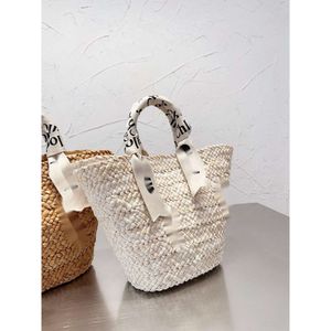 Straw Braided Bag Seaside Holiday Tote Large Capacity French Vegetable Basket Summer Leisure Portable Female 25CM