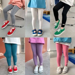 2023 Barn Solid Color Pants For Girls Stretch Skinny Leggings Spring Summer Soft Slim Trousers Barn Pant Girl Thin L2405